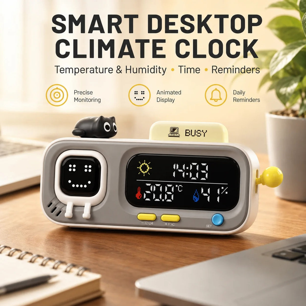 Smart Desk Clock & Climate Monitor by Livierro